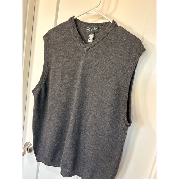 Valda by Toscano Men's Merino Wool V-Neck Knit Sweater Vest Pullover Gray SZ XL - Picture 3 of 8